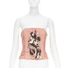 rare DOLCE GABBANA D&G 2004 Vintage Mickey Mouse pink bustier top IT36 XXS