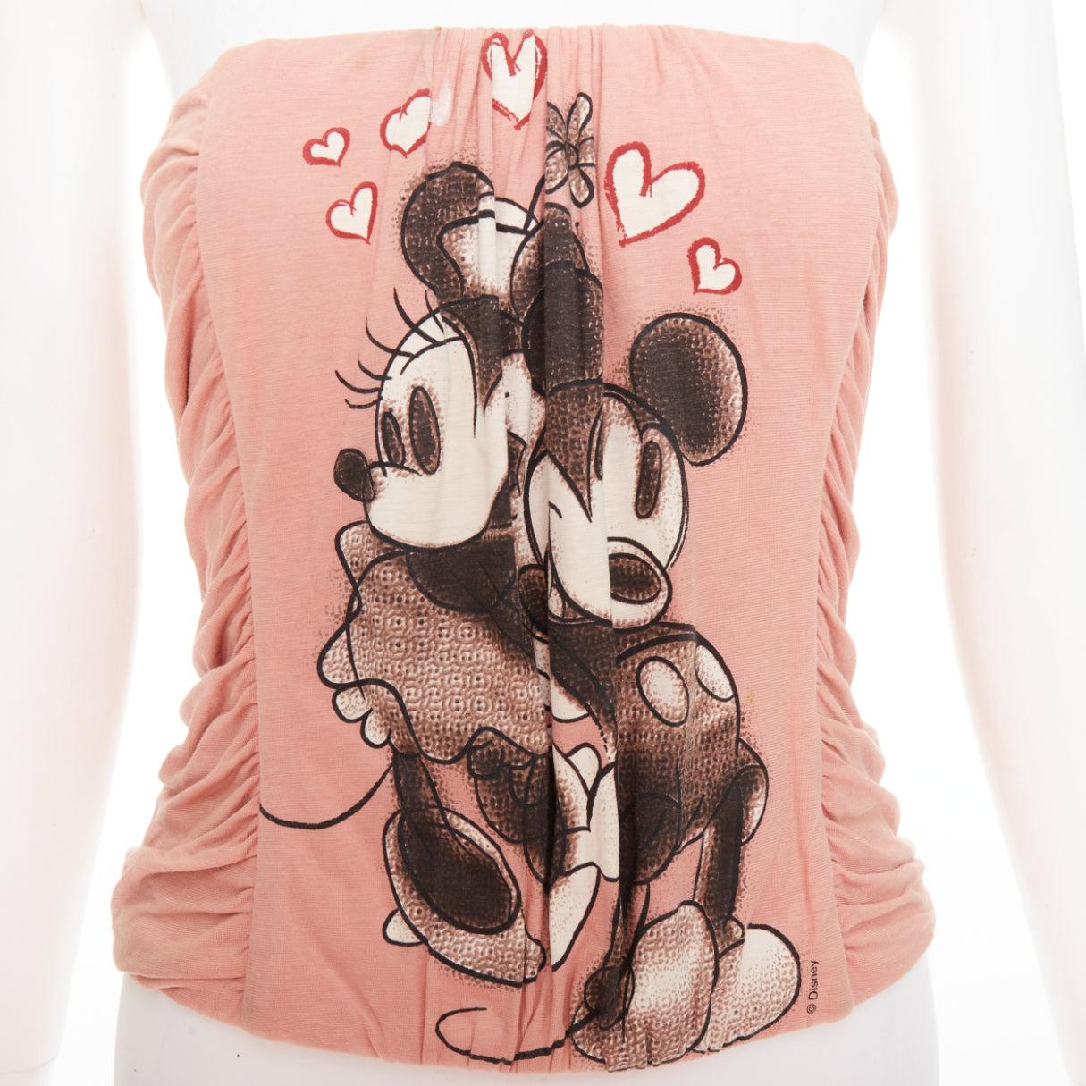 raro DOLCE & GABBANA D&G 2004 Vintage Mickey Mouse rosa bustier top IT36 XXS in vendita 2