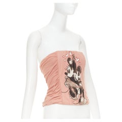 raro DOLCE GABBANA D&G 2004 Vintage Mickey Mouse top corpiño rosa IT36 XXS