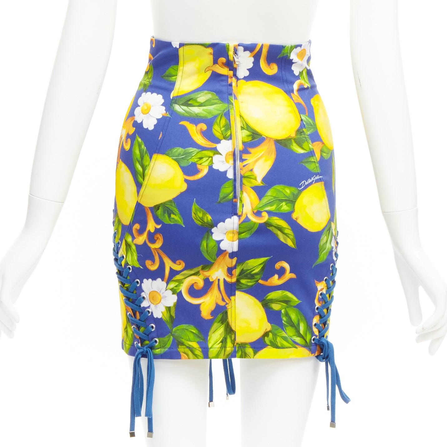 Women's rare DOLCE GABBANA flower print laced corset high waist mini skirt IT36 XXS For Sale