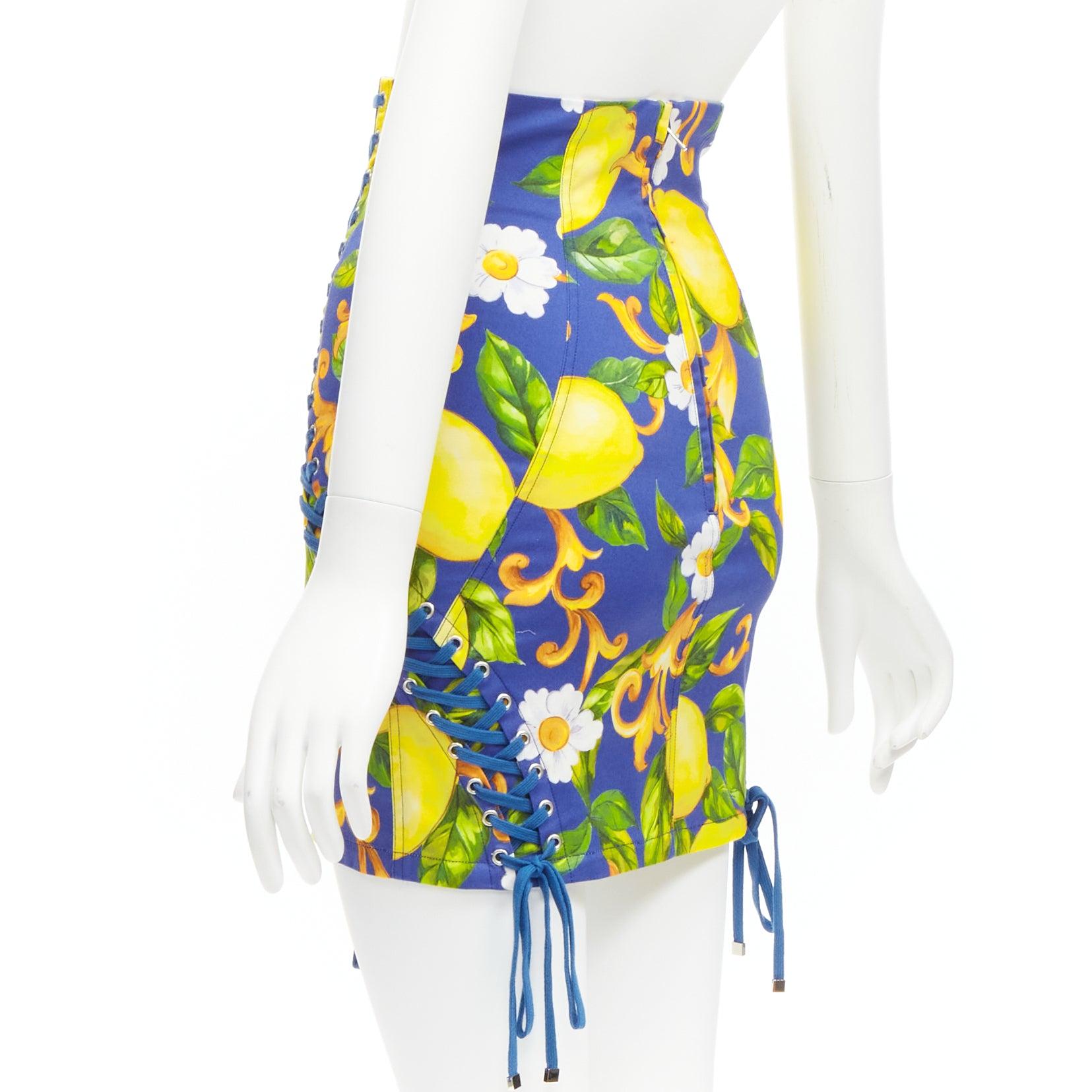 rare DOLCE GABBANA flower print laced corset high waist mini skirt IT36 XXS For Sale 1