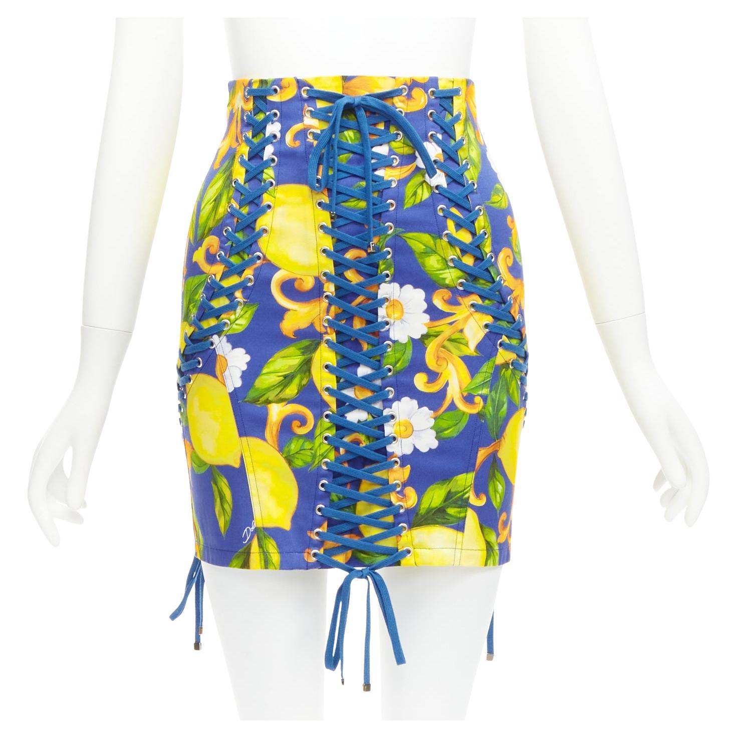rare DOLCE GABBANA flower print laced corset high waist mini skirt IT36 XXS For Sale
