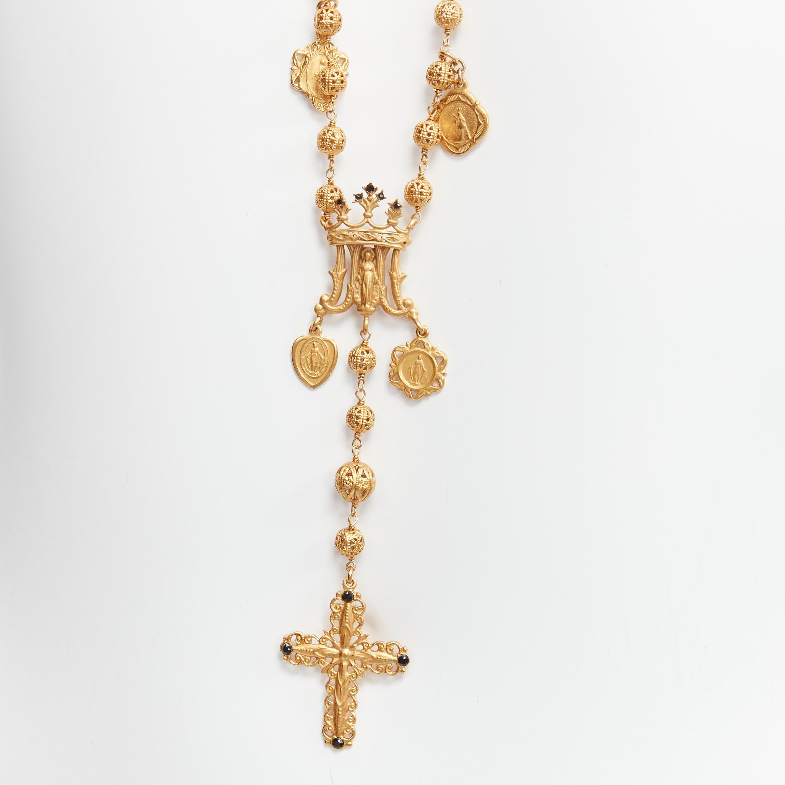 rare DOLCE GABBANA gold tone Jesus cross Saints coin charm long rosary necklace
Reference: TGAS/D00183
Brand: Dolce Gabbana
Designer: Domenico Dolce and Stefano Gabbana
Material: Metal
Color: Gold
Pattern: Barocco
Closure: Pull On
Made in: