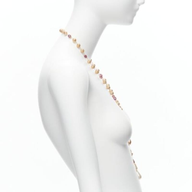 Women's rare DOLCE GABBANA gold tone sapphire rhinestone pearl pendent filigree necklace