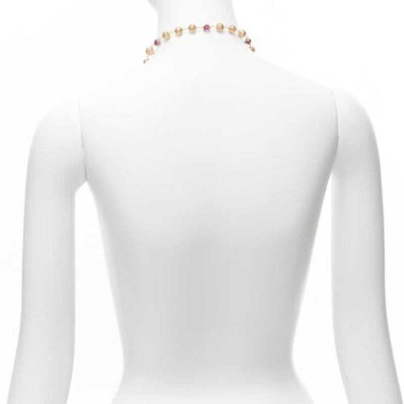 rare DOLCE GABBANA gold tone sapphire rhinestone pearl pendent filigree necklace 1