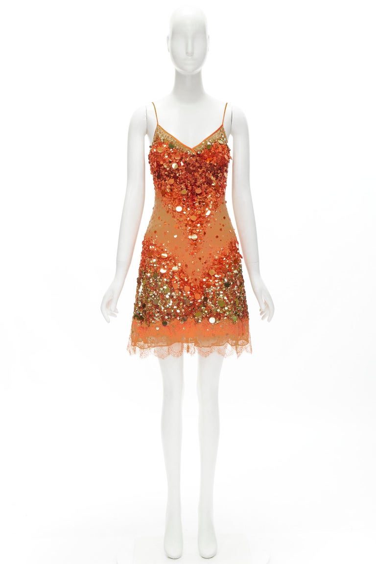 dolce and gabbana orange dress Dolce & Gabbana Draped Long Sleeve Mini Dress in Bright Orange