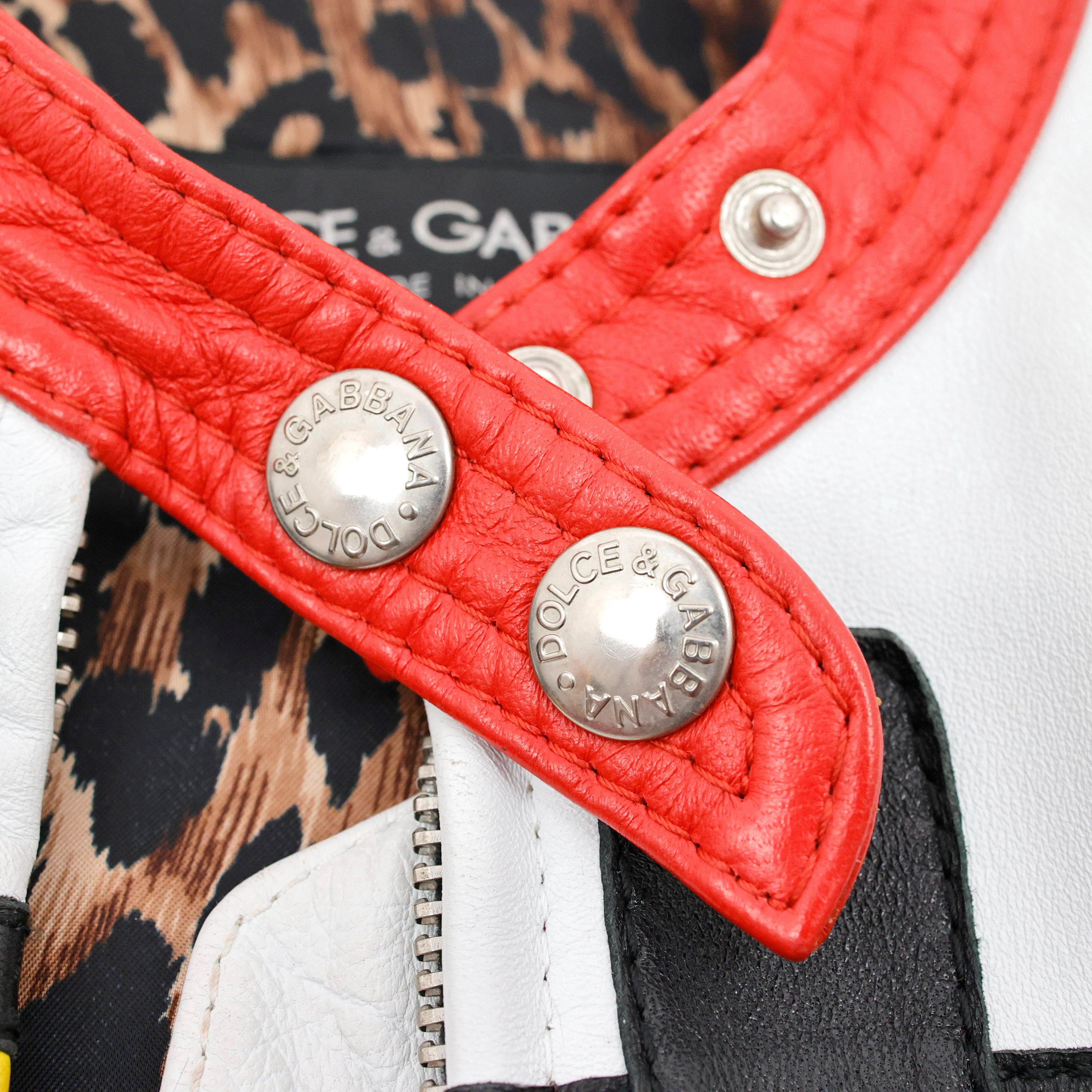 Rara chaqueta motera de piel Dolce & Gabbana S/S 2001 Runway en venta 5