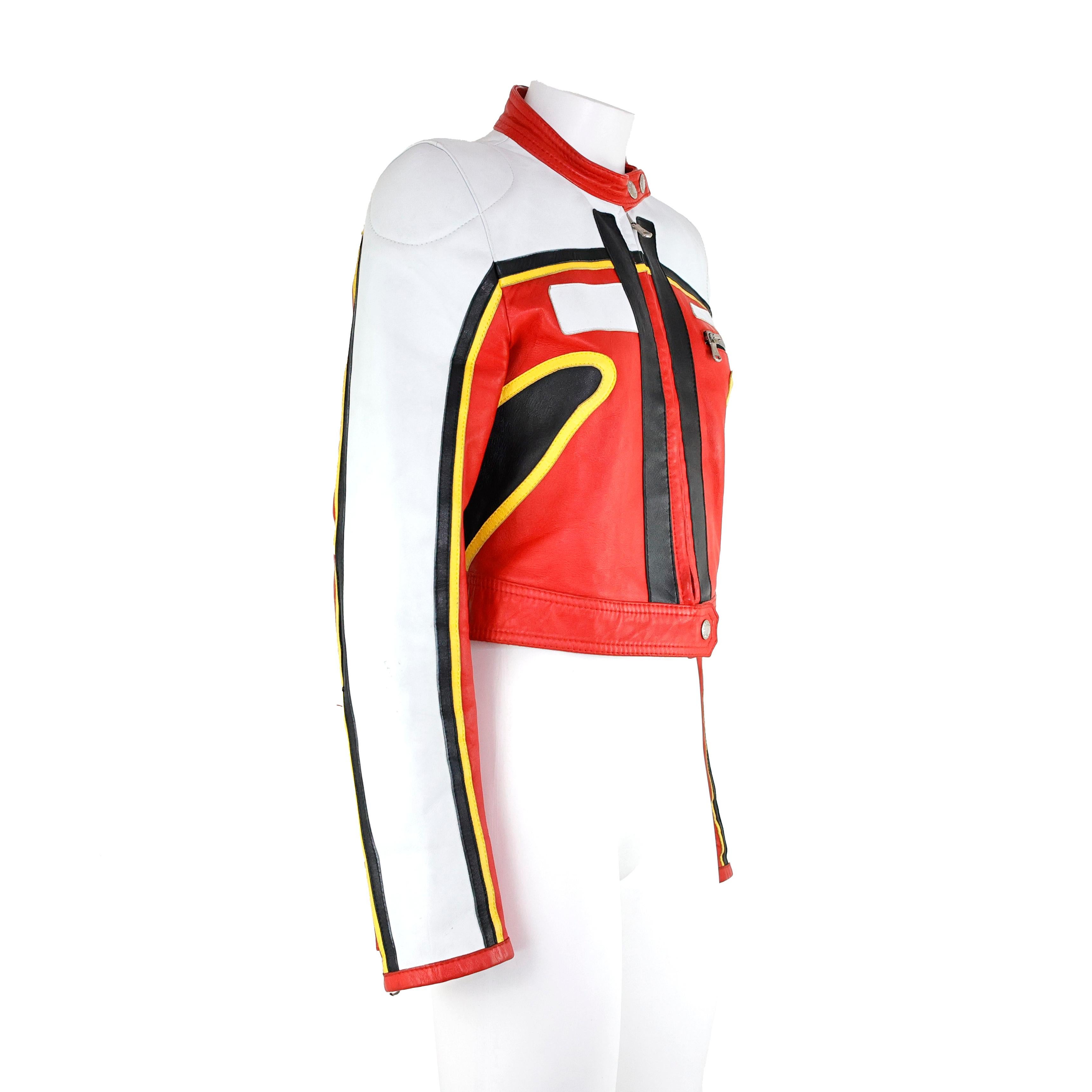 Rara chaqueta motera de piel Dolce & Gabbana S/S 2001 Runway en venta 7