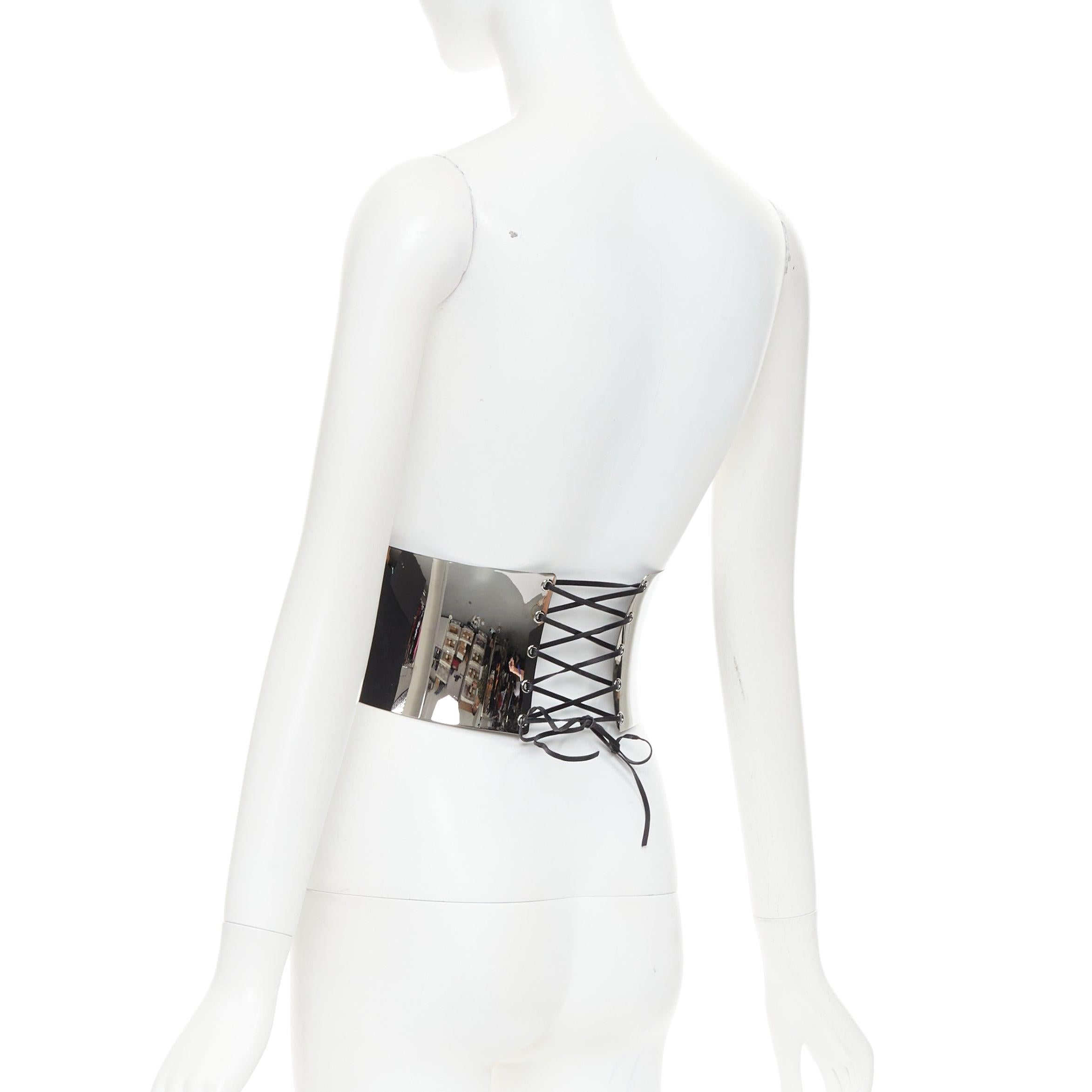 rare DOLCE GABBANA silver chrome metal double lock corset waist belt Beyonce For Sale 1