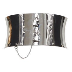 rare DOLCE GABBANA silver chrome metal double lock corset waist belt Beyonce
