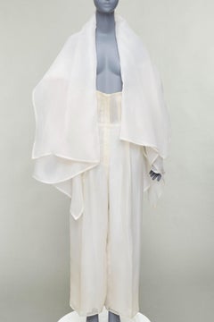 rare DOLCE GABBANA Vintage silk oversized coat wide leg crop pants suit IT40 S