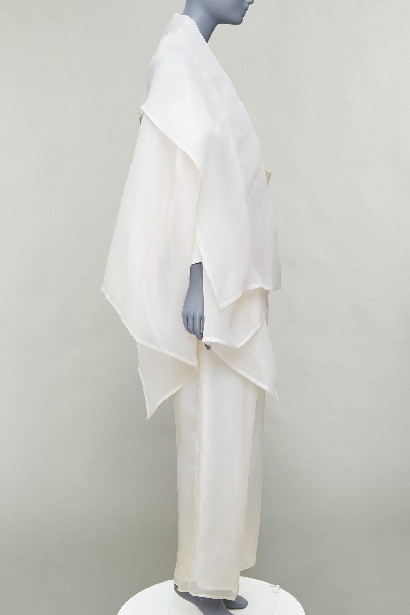 Gray rare DOLCE GABBANA Vintage silk oversized coat wide leg crop pants suit IT40 S For Sale