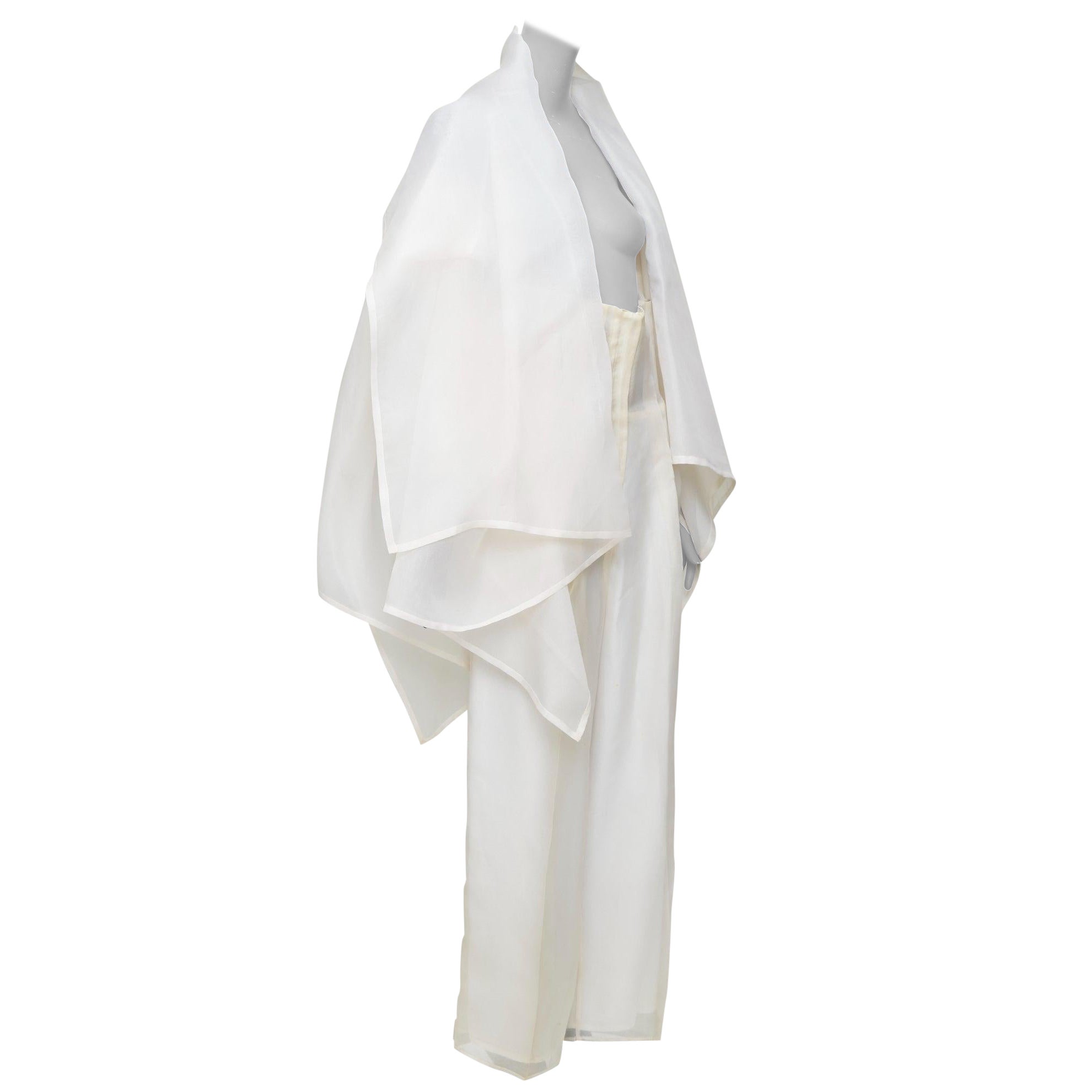 raro DOLCE GABBANA Vintage abrigo de seda de gran tamaño de pierna ancha pantalones de cultivo traje IT40 S en venta