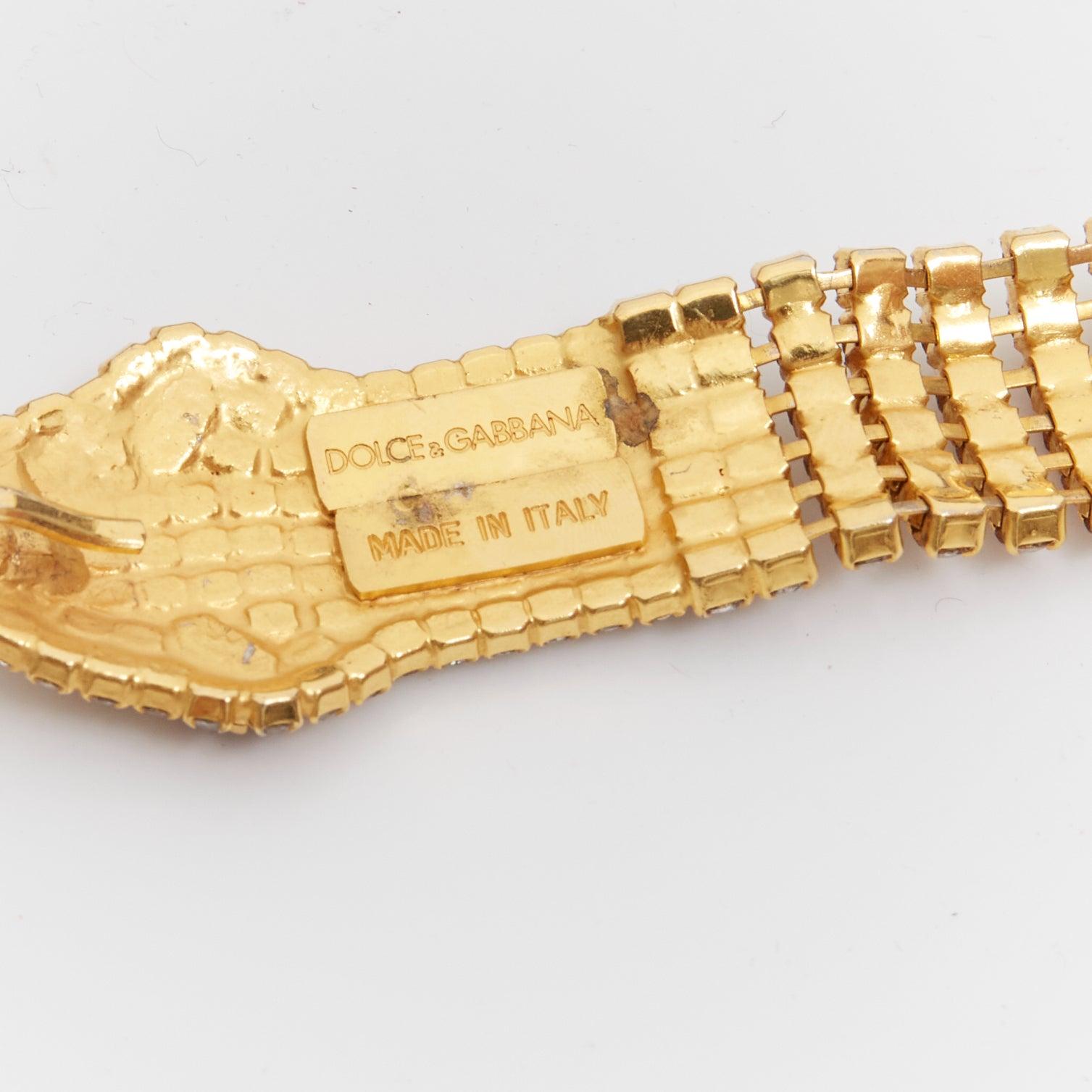 rare DOLCE GABBANA Vintage strass crystal gold red eye snake chain belt necklace For Sale 2