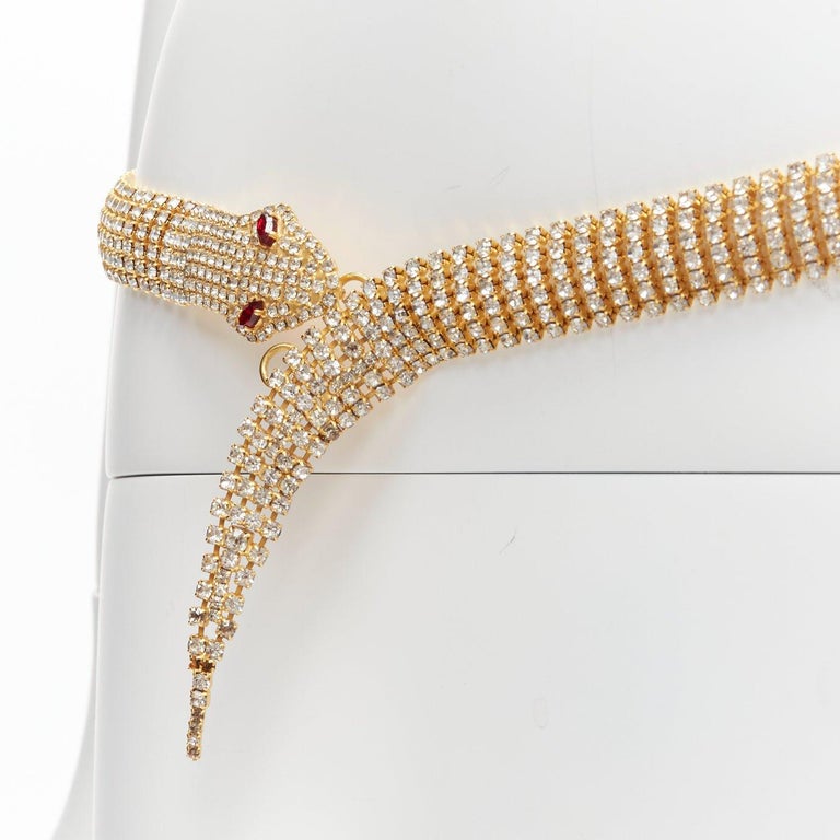 rare DOLCE GABBANA Vintage strass crystal gold red eye snake 