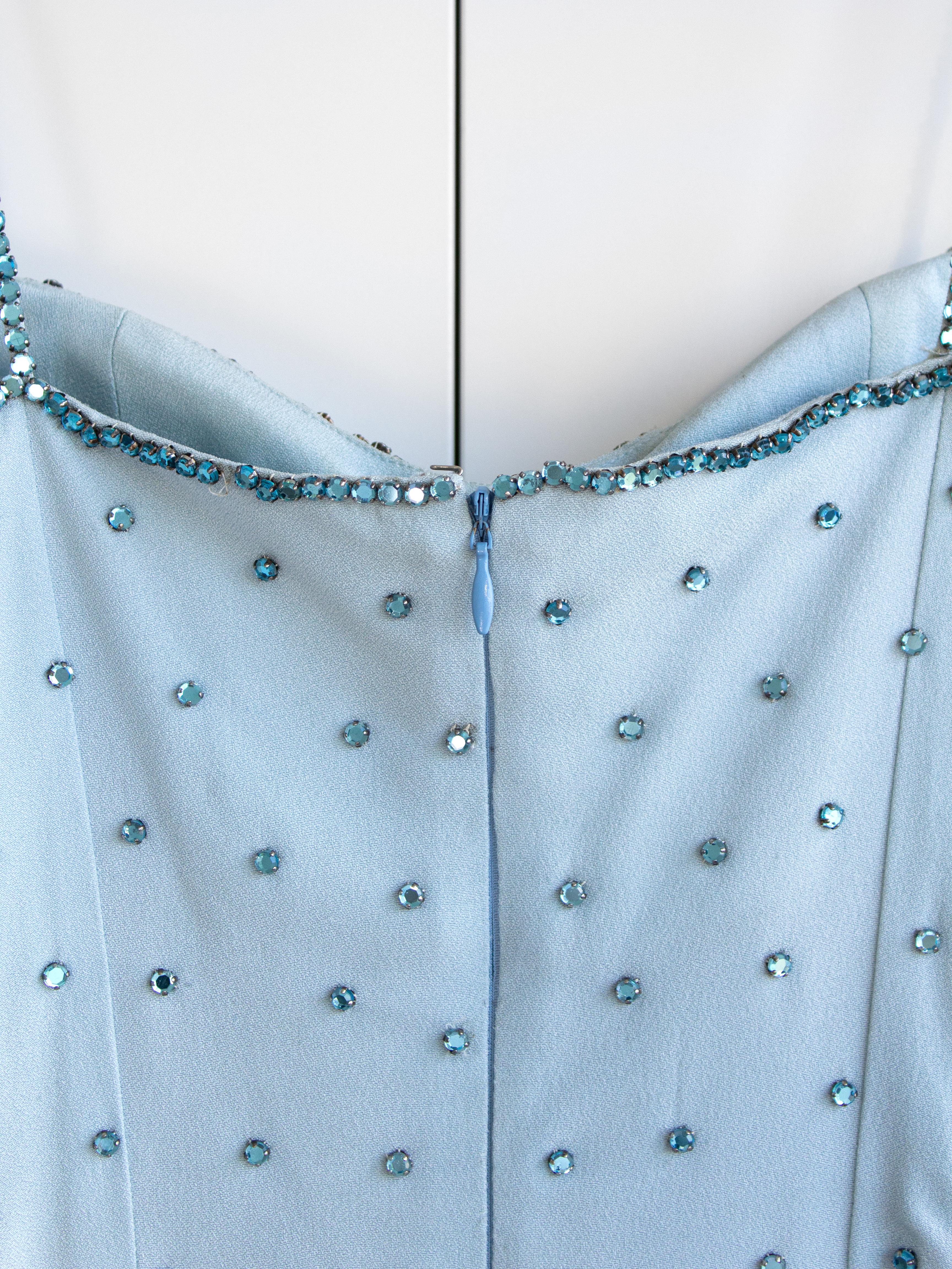 Rare Dolce&Gabbana Vintage S/S 1995 Light Blue Crystal Embellished Mini Dress 9