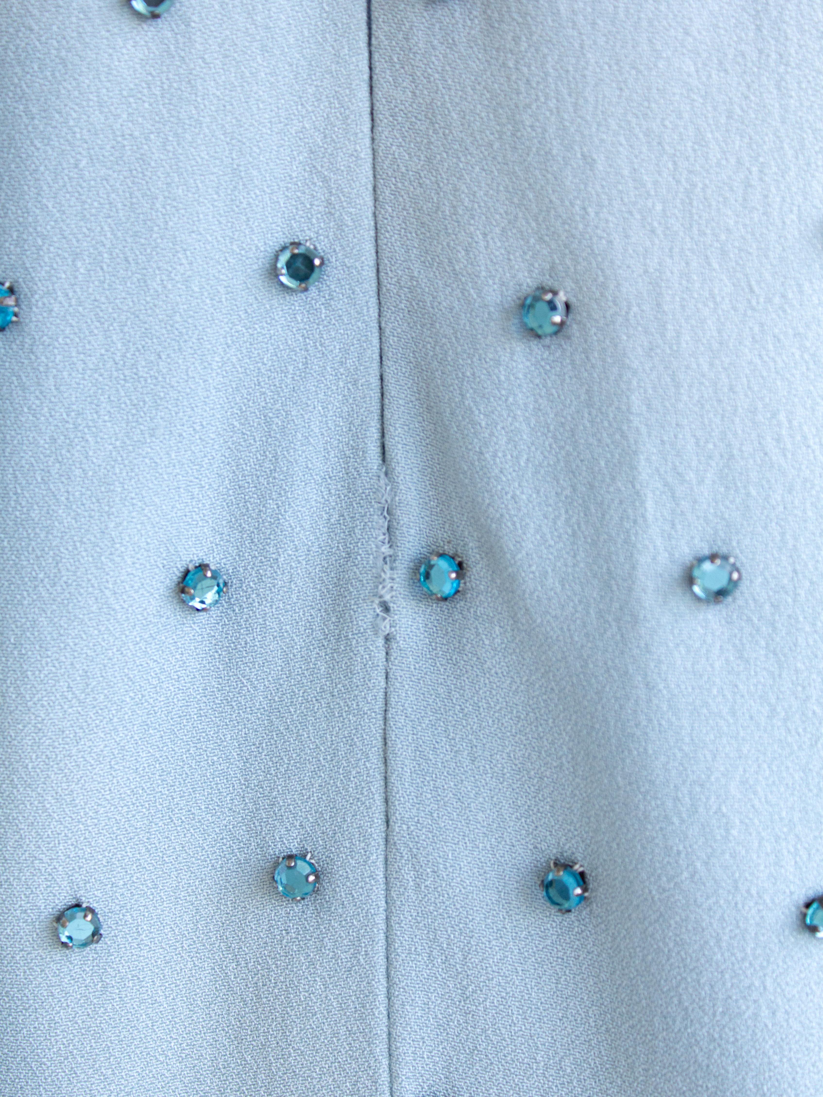 Rare Dolce&Gabbana Vintage S/S 1995 Light Blue Crystal Embellished Mini Dress For Sale 10