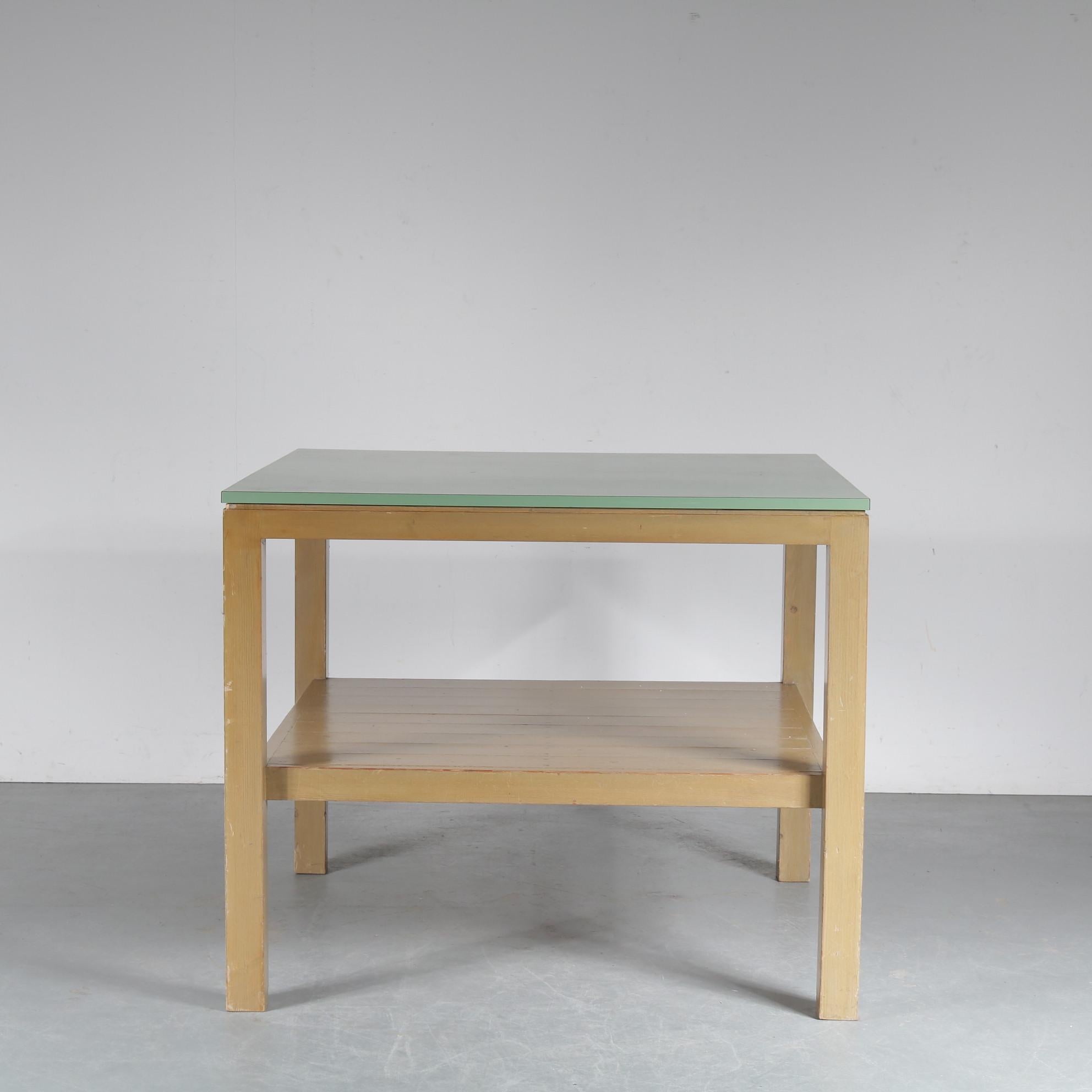 A rare working table designed by Dom Hans van der Laan in the Netherlands in the 1970s.

It’s eye-catching, minimalist design is highly recognizable and the Bossche School style that is was designed in, is part of mid-century Dutch design history.