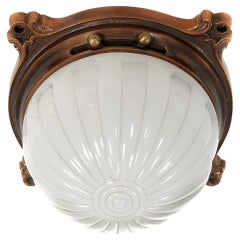 Rare Domed 1920s Railcar Passageway Light