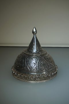 Rare domed filigree silver box, India, early 19th century.