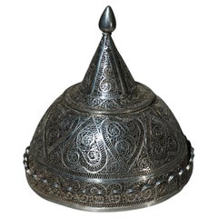 Antique Rare domed filigree silver box, India, early 19th century.