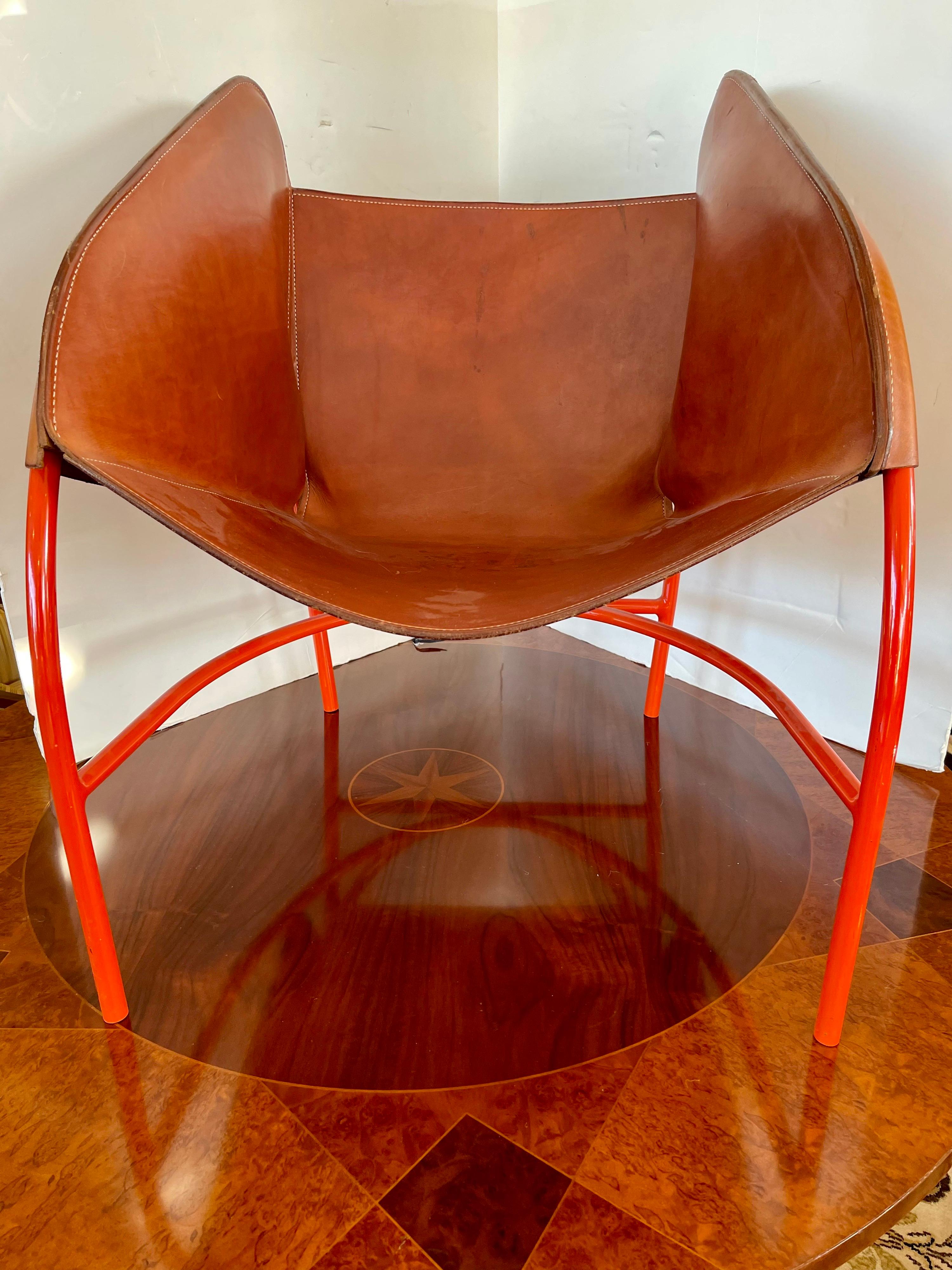 Mid-Century Modern Leather Lounge Chair, 1980s