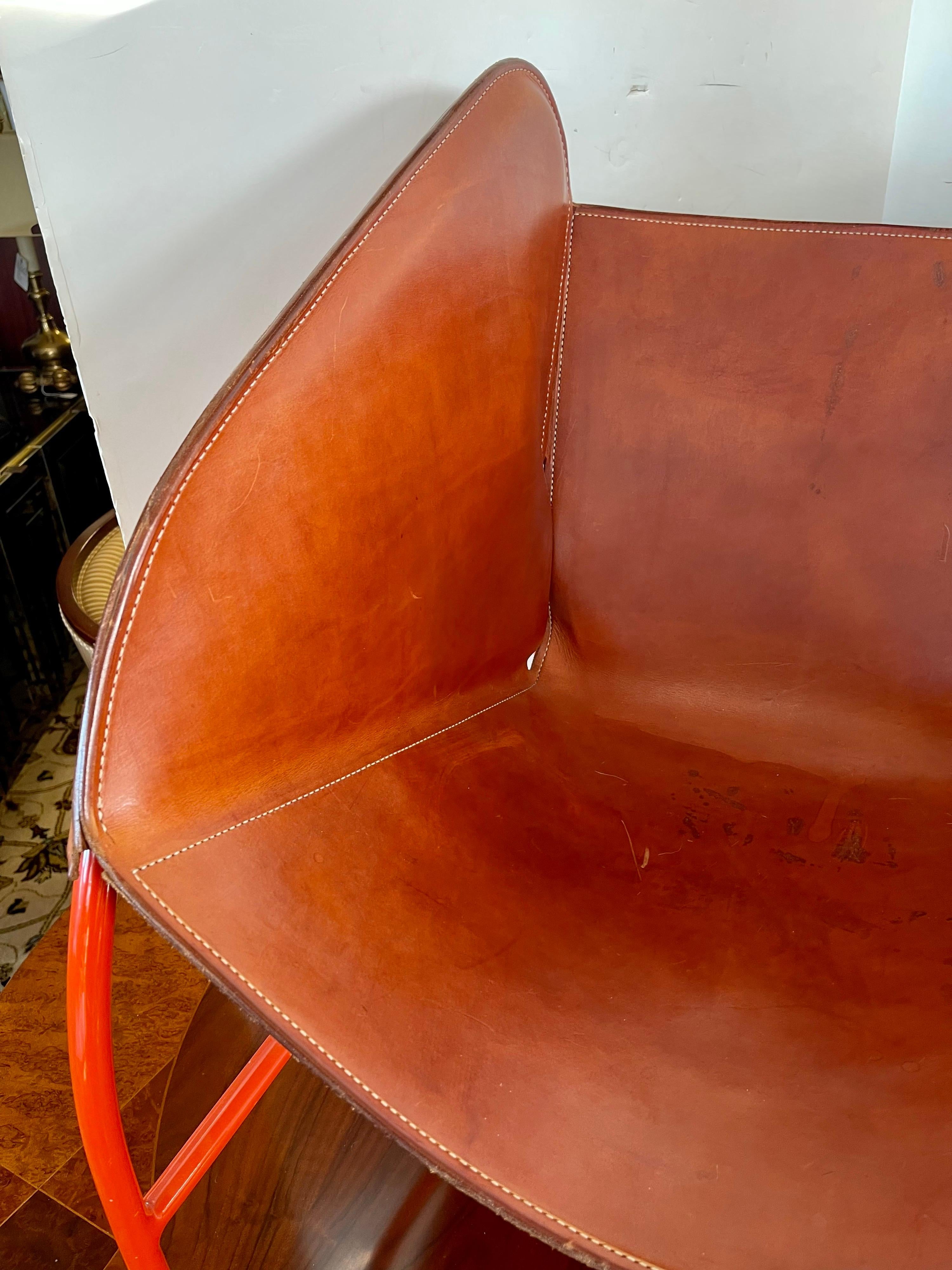Leather Lounge Chair, 1980s In Good Condition In West Hartford, CT
