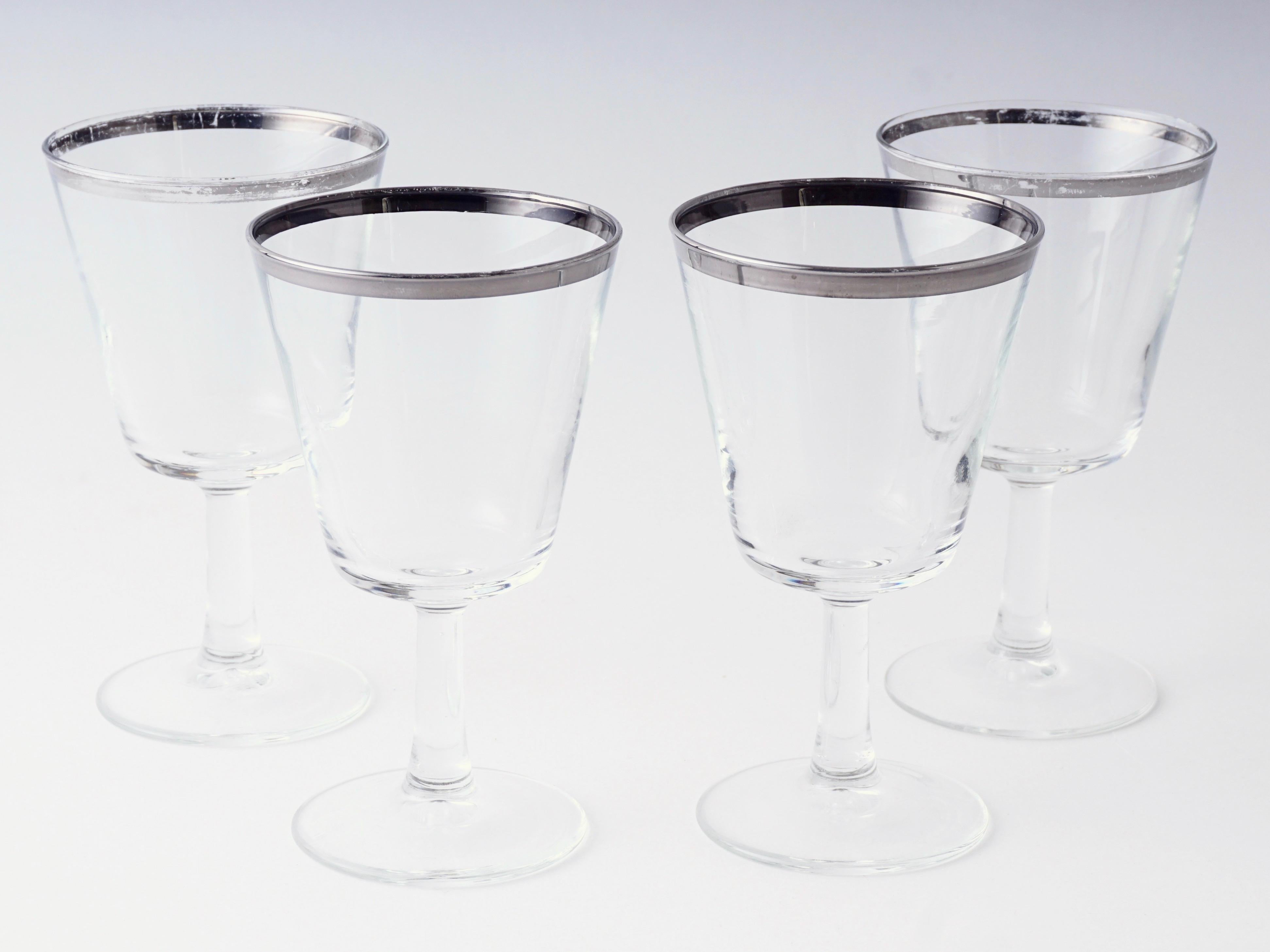 wine glasses with silver rim