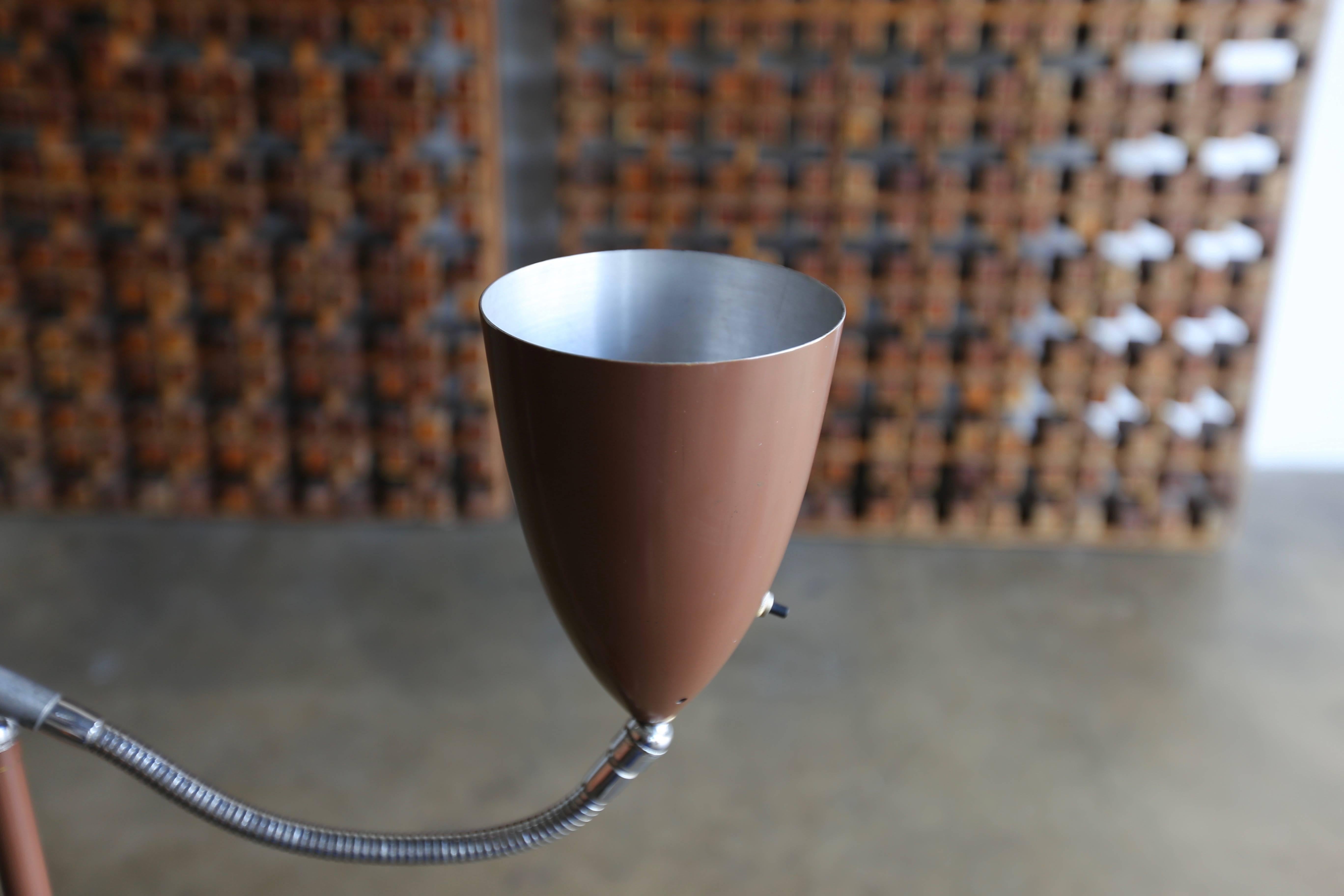 Enameled Rare Double Shade Floor Lamp ‘Cone and Cobra’ by Greta Grossman
