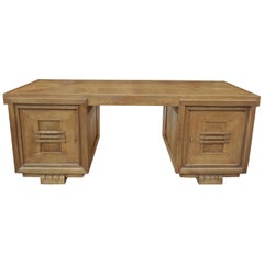 Rare Double Side Desk in Oak by Charles Dudouyt, circa 1940