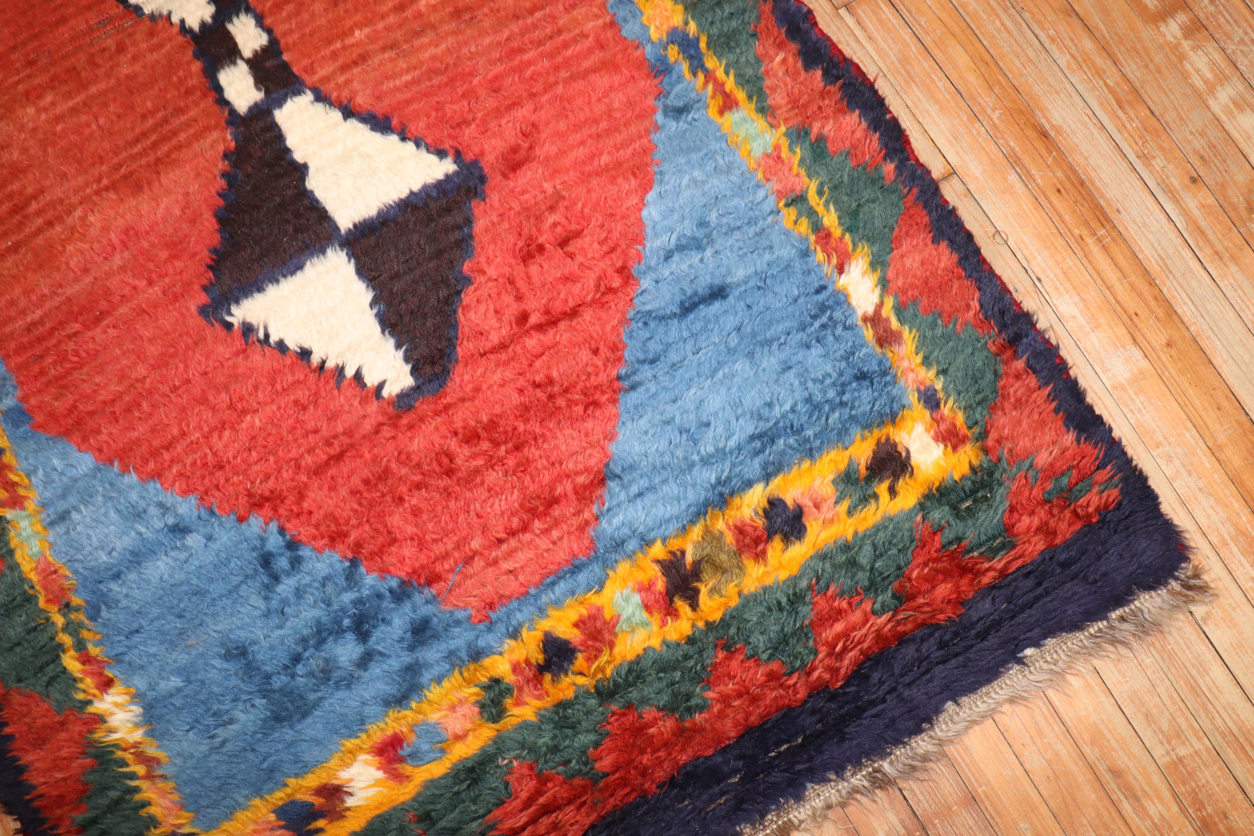 Hand-Knotted Rare Double Sided 20th Century Antique Persian Gabbeh Rug For Sale