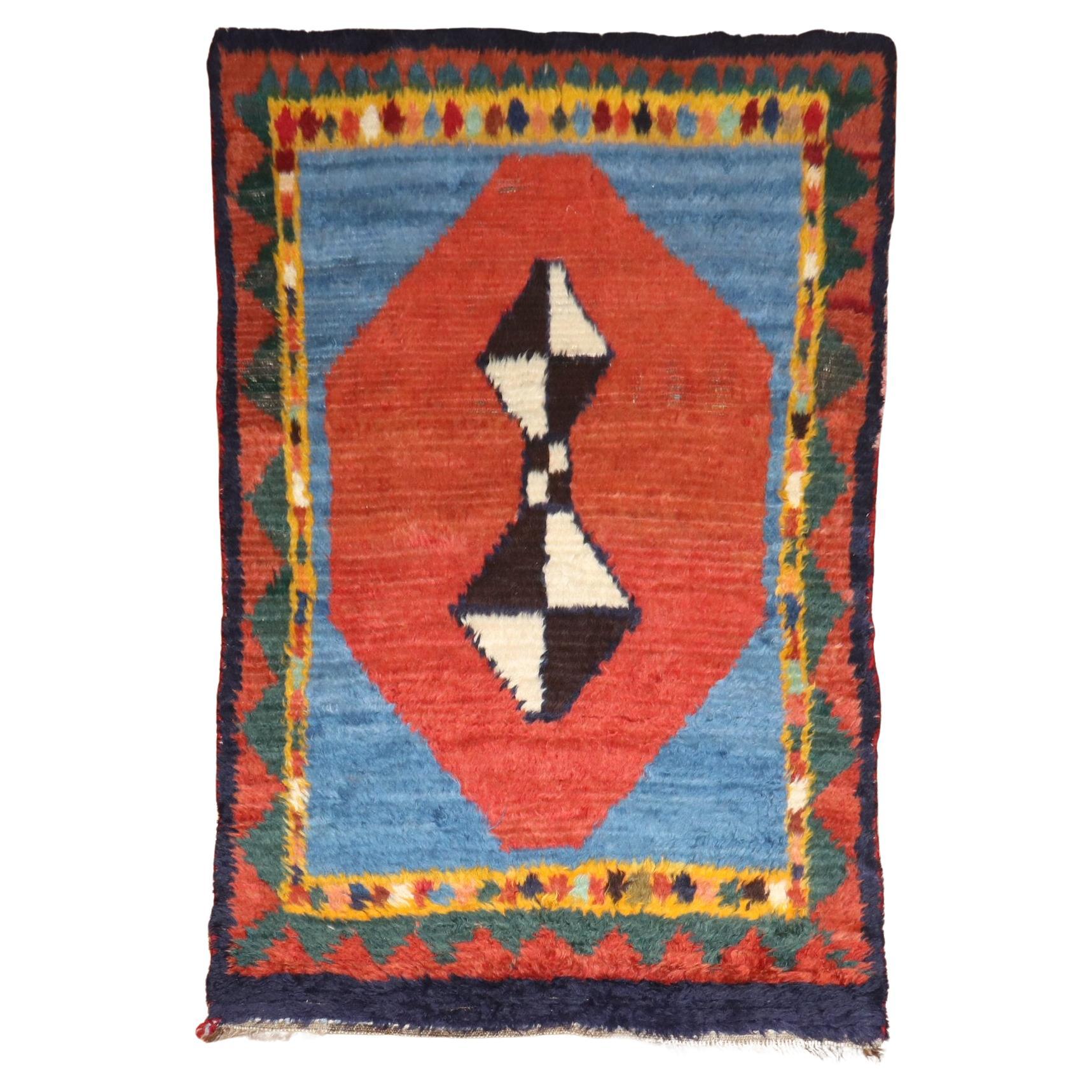 Rare tapis persan ancien Gabbeh double face du 20ème siècle