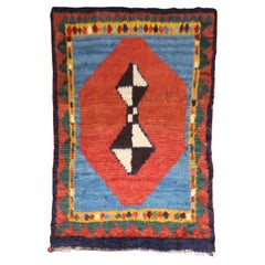 Rare tapis persan ancien Gabbeh double face du 20ème siècle