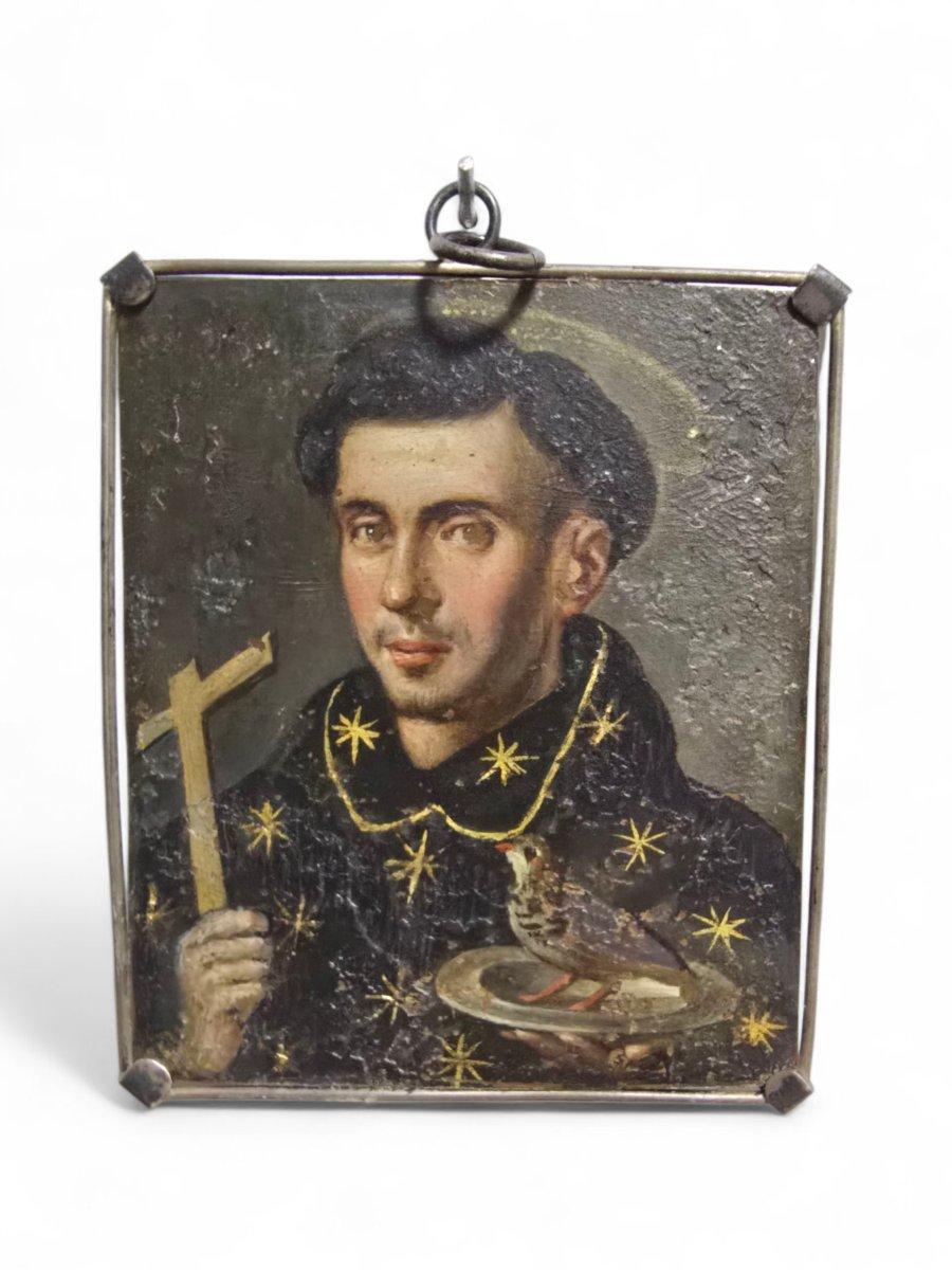 Barocco Raro dittico religioso bifronte - San Nicola da Tolentino e la Vergine e C.C. in vendita