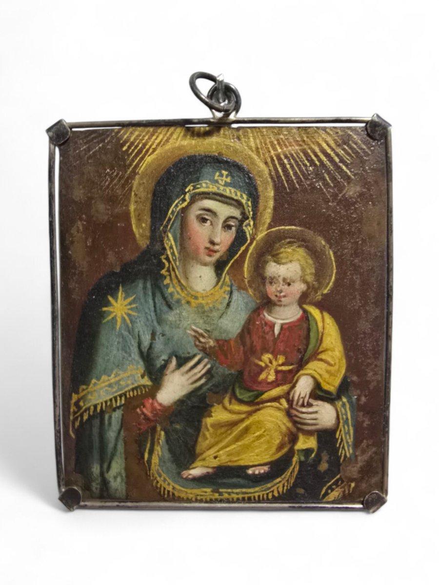 Fino al XVIII secolo Raro dittico religioso bifronte - San Nicola da Tolentino e la Vergine e C.C. in vendita
