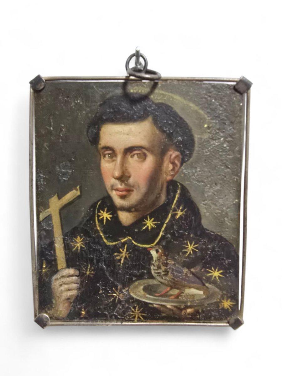 Raro dittico religioso bifronte - San Nicola da Tolentino e la Vergine e C.C. in vendita 1