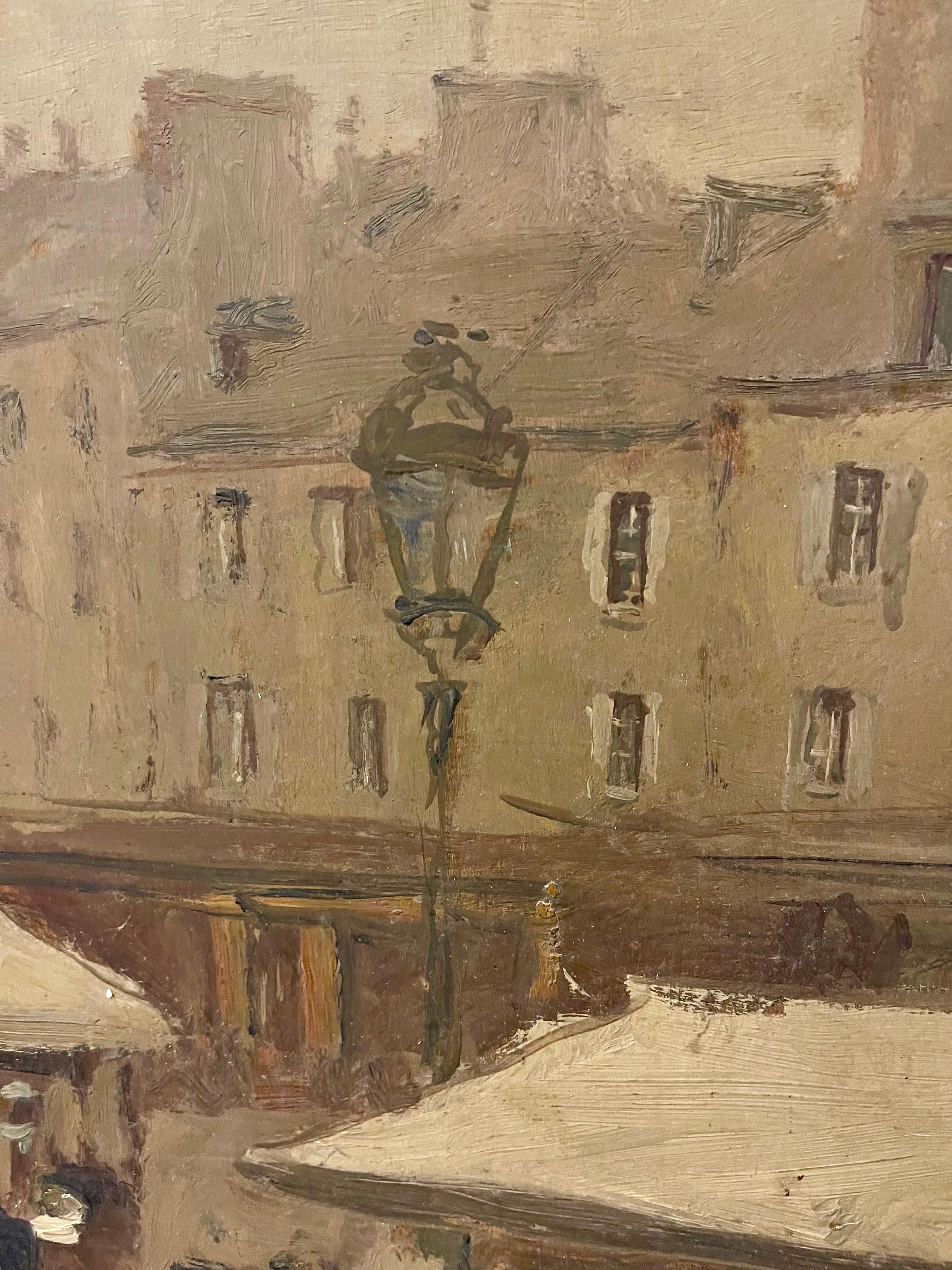 Rare Double-Sided Venetian Painting by Bessie Gibson – Gondolier and Market For Sale 10