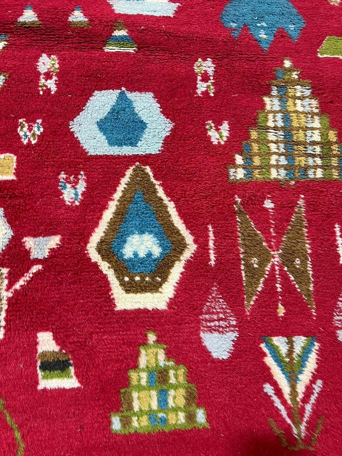 Seltener doppelseitiger marokkanischer Stammesteppich in Rot und Blau Rabat im Angebot 5