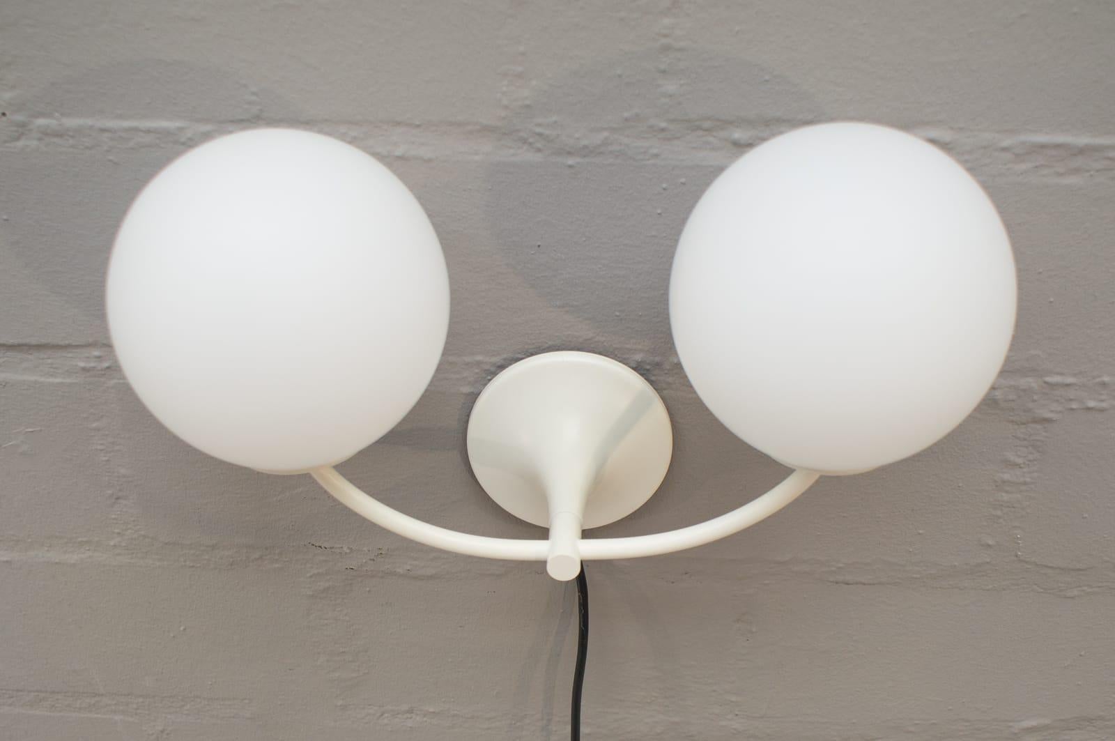 Painted Rare Double Wall Light by Max Bill for Temde, Switzerland, 1960s