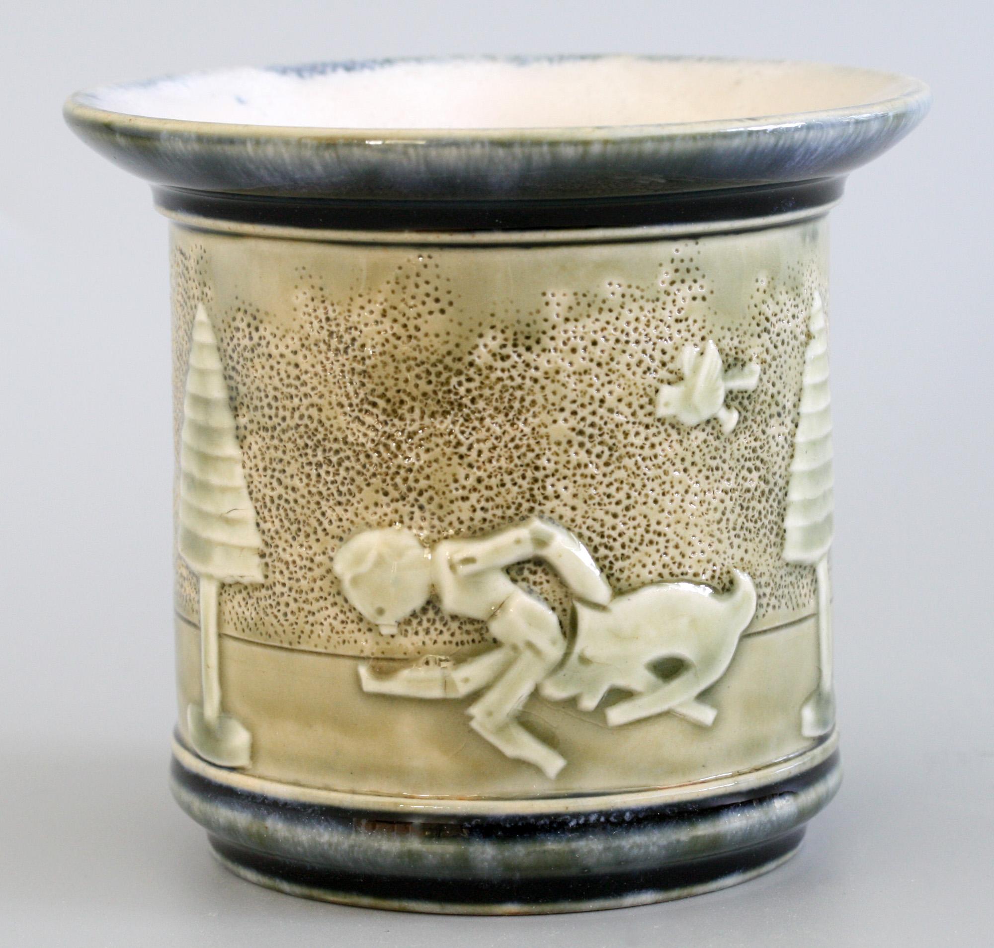 Early 20th Century Rare Doulton Lambeth Toys Pattern Art Pottery Vase by Miss Felton