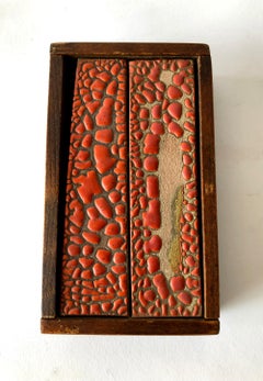 Rare Doyle Lane California Studio Signed Two Tile Stoneware Clay Painting