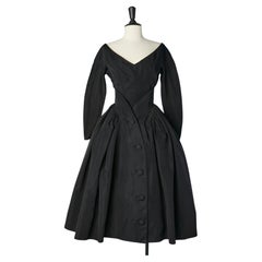 Iconic "Zémir" dress in black Faille with Trompe l'oeil belt Christian Dior 