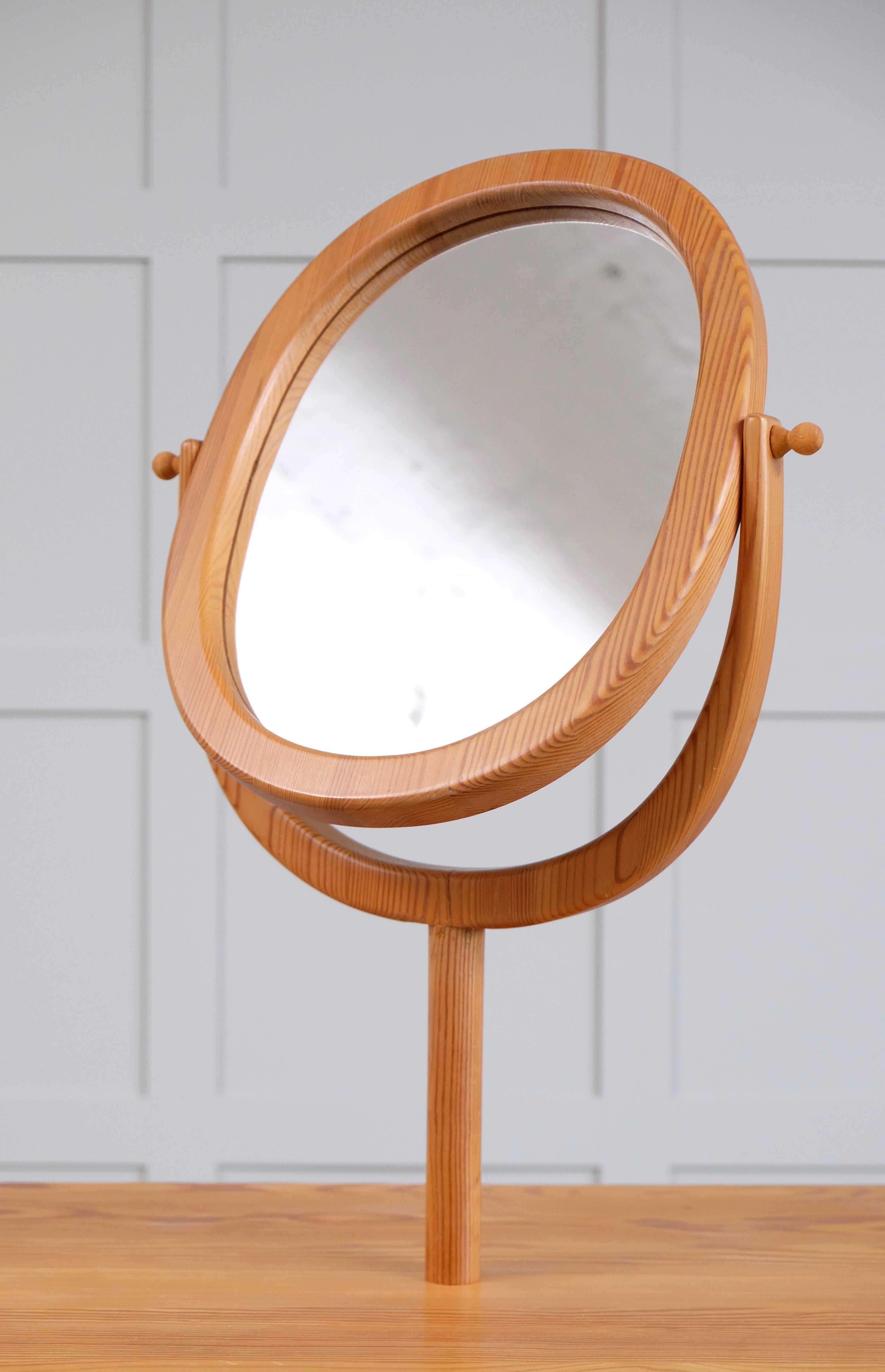 Pine Rare Dressing Table with Mirror by Erik Höglund, Sweden, 1950s For Sale