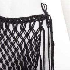 raro DRIES VAN NOTEN 2023 Gonna a cravatta con frange in tessuto Macrame fatta a mano in passerella