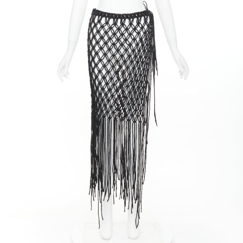 rare DRIES VAN NOTEN 2023 Runway handmade Macrame woven fringe tie skirt