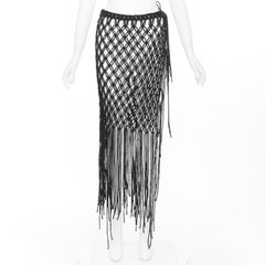 rare DRIES VAN NOTEN 2023 Runway handmade Macrame woven fringe tie skirt