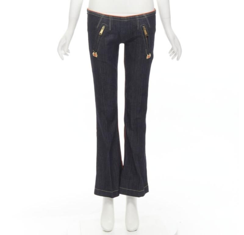 rare DSQUARED 2005 indigo denim orange crab charm low rise flared jeans IT40 S 6