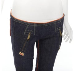 rare DSQUARED 2005 indigo denim orange crab charm low rise flared jeans IT40 S