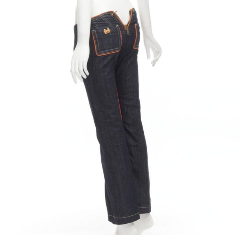 rare DSQUARED 2005 indigo denim orange crab charm low rise flared jeans IT40 S 1