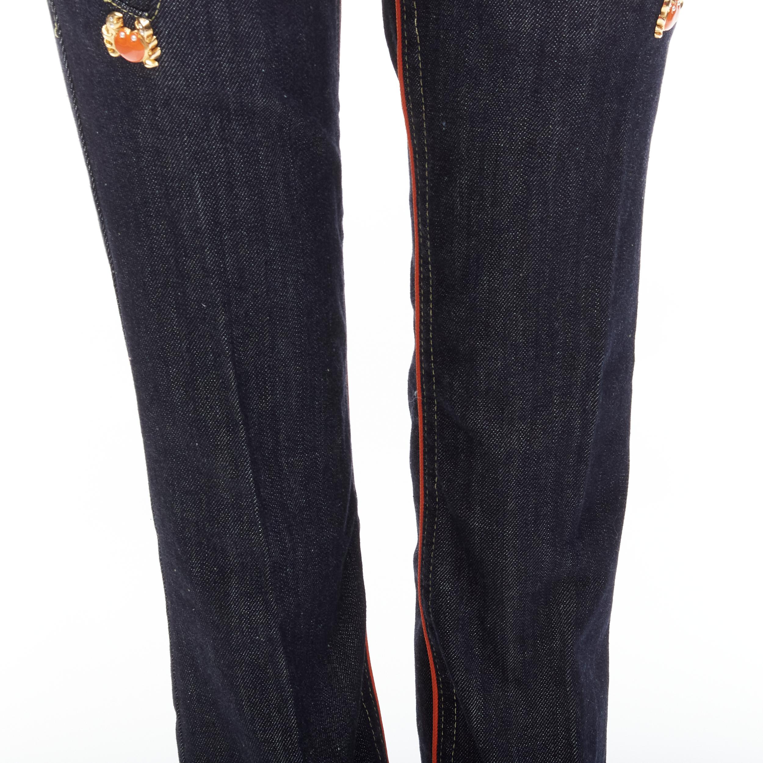 rare DSQUARED 2005 indigo denim orange crab charm low rise flared jeans IT40 S 5